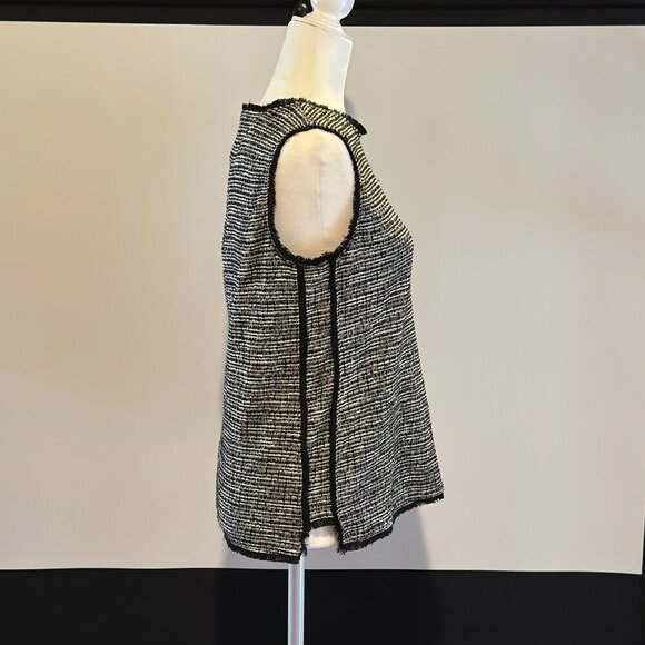 NWT Women's Banana Republic Size Med Sleeveless Boucle Shell Top Tweed Fringe - Picture 3 of 9